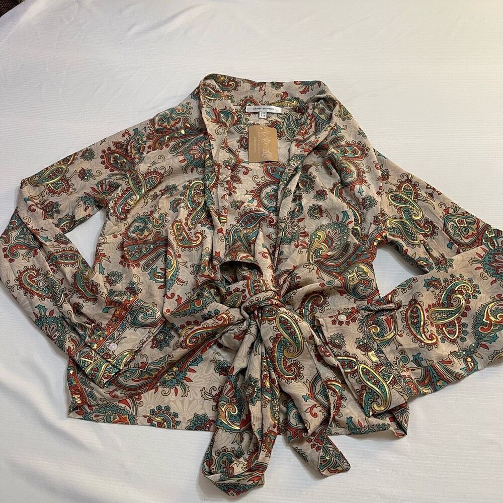 NWT Karma Highway Paisley Cardigan Lagenlook Top Blouse One Size New
